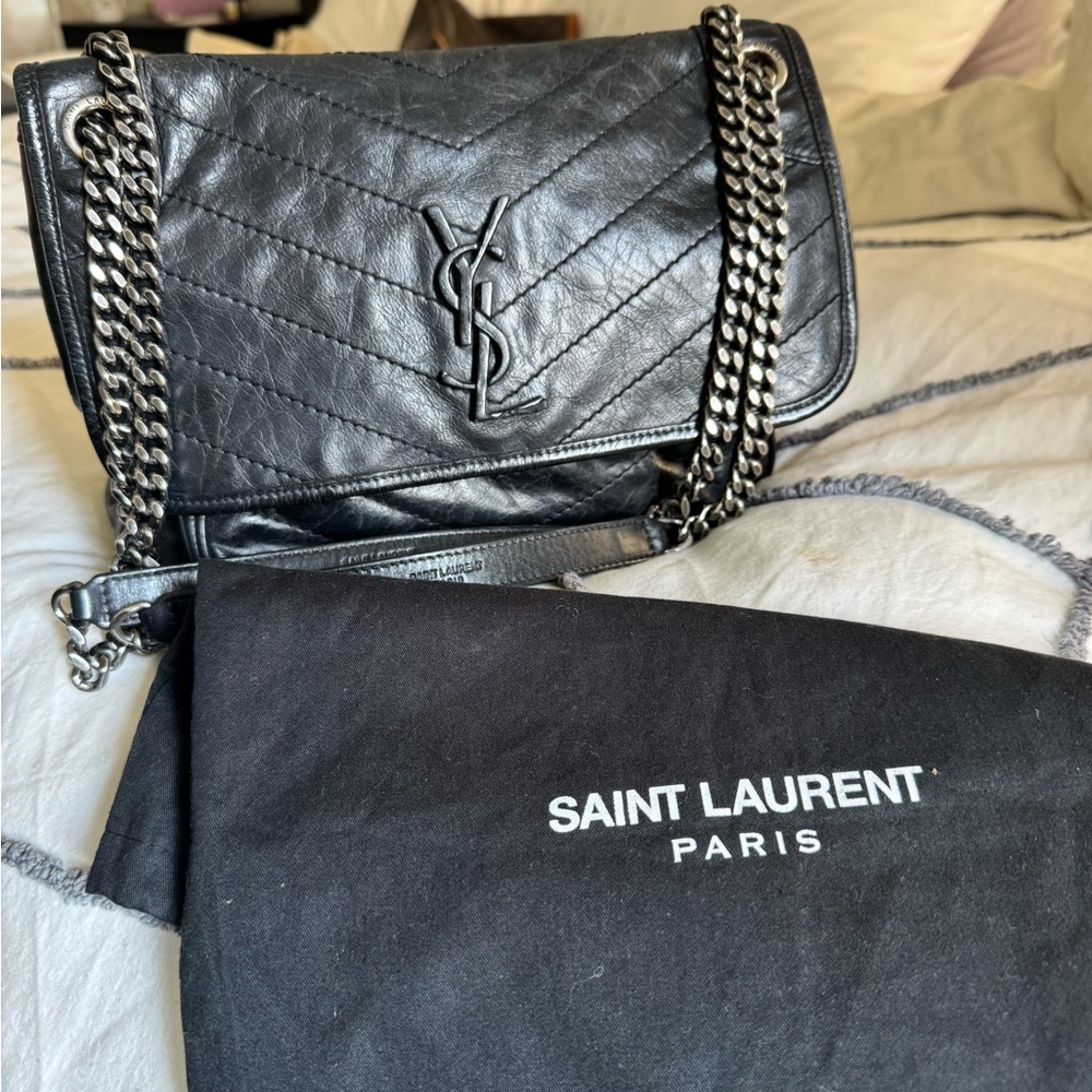 Saint Laurent Black Leather Shoulder Bag